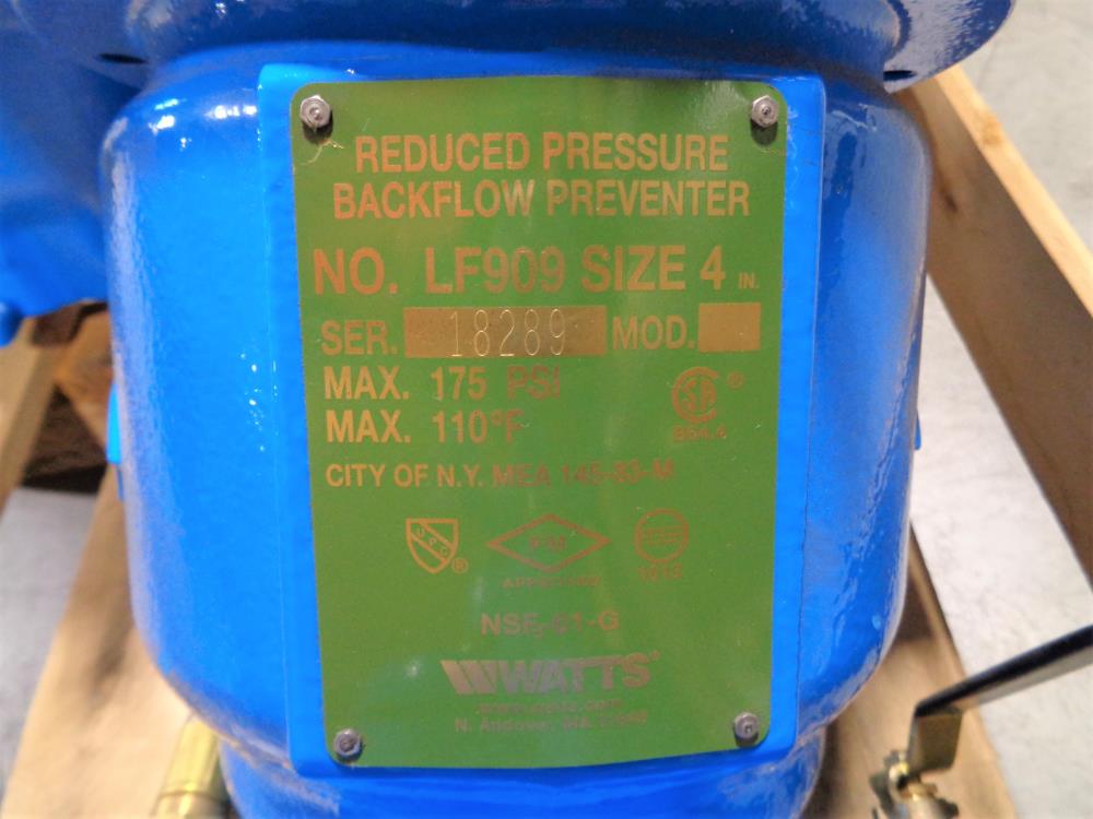 Watts Lead-Free 4" Reduced Pressure Zone Assembly (RPZ) LF909-NRS, #0122797
